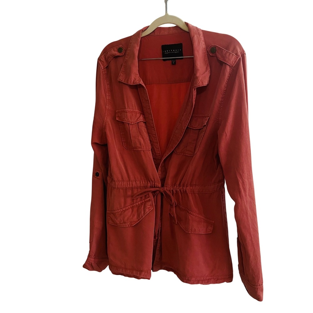 Sanctuary Womens Nantucket Red Coastal Utility Safari Cargo Jacket Gorpcore
